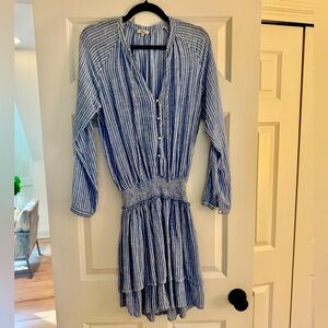 Rails Blue and White Striped Long Sleeve mini Dress